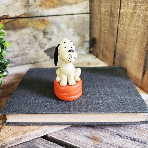 Vintage Aktion Sorgenkind Loriot Wum Character German Rubber Dog, Collectible, Sitting Rubber Dog, #3257