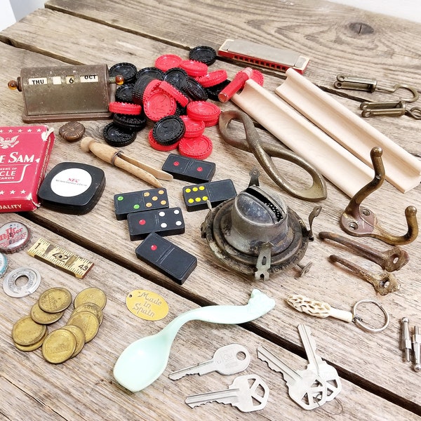 Junk Drawer Lot, Odd and Ends, Supplies, Assemblage, Craft Supplies, Altered Art, Mixed Media Supplies, #1702