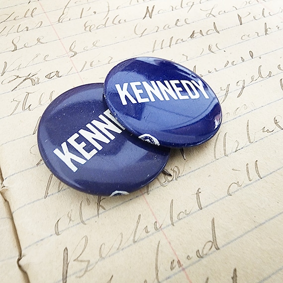 Kennedy Campaign Buttons, Two Buttons, Navy Blue … - image 7