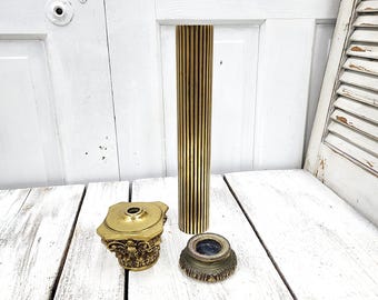 Vintage Cast Metal Lamp Column Pieces, Three Piece Column, Salvaged Lamp Parts, Supplies, #5759