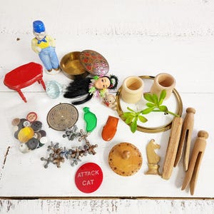Odds and Ends, Assemblage, Altered Art Supplies, Junk Art Supplies, Crow Confetti, Collage Supplies, Found Objects, #4979
