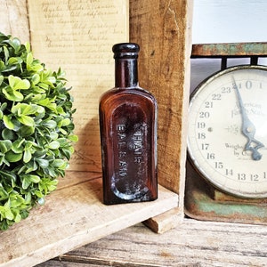 Vintage Parker&#39;s Hair Balsam Brown Bottle, Collectible Brown Glass Bottle, Home Decor, Aged, Advertising Bottle, Shows Age, #3144