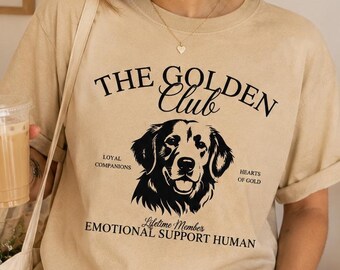 Golden Retriever PNG, The Golden Club Design, Emotional Support Human Graphic, Printable Dog Art