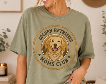 Golden Retriever Moms Club PNG, Retro Dog Mom Badge, Instant Digital Download