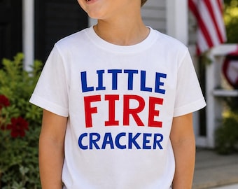 Little Firecracker PNG, 4th Of July Kids Shirt Design, Red White Blue Digital Download