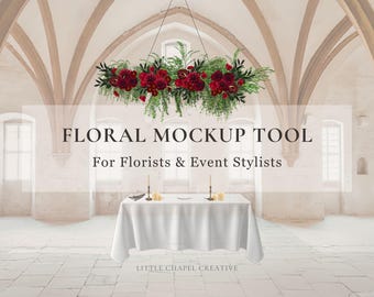 Floral Mockup Tool for Wedding & Event Florists | Flower Library, Arches, Backdrops, Tableware and More | Canva Template