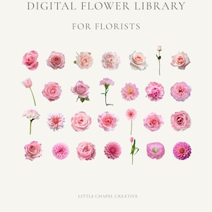 Realistic Digital Flower Library | Mock-Up Tool for Florists | Canva Template | 170+ Transparent Floral Elements