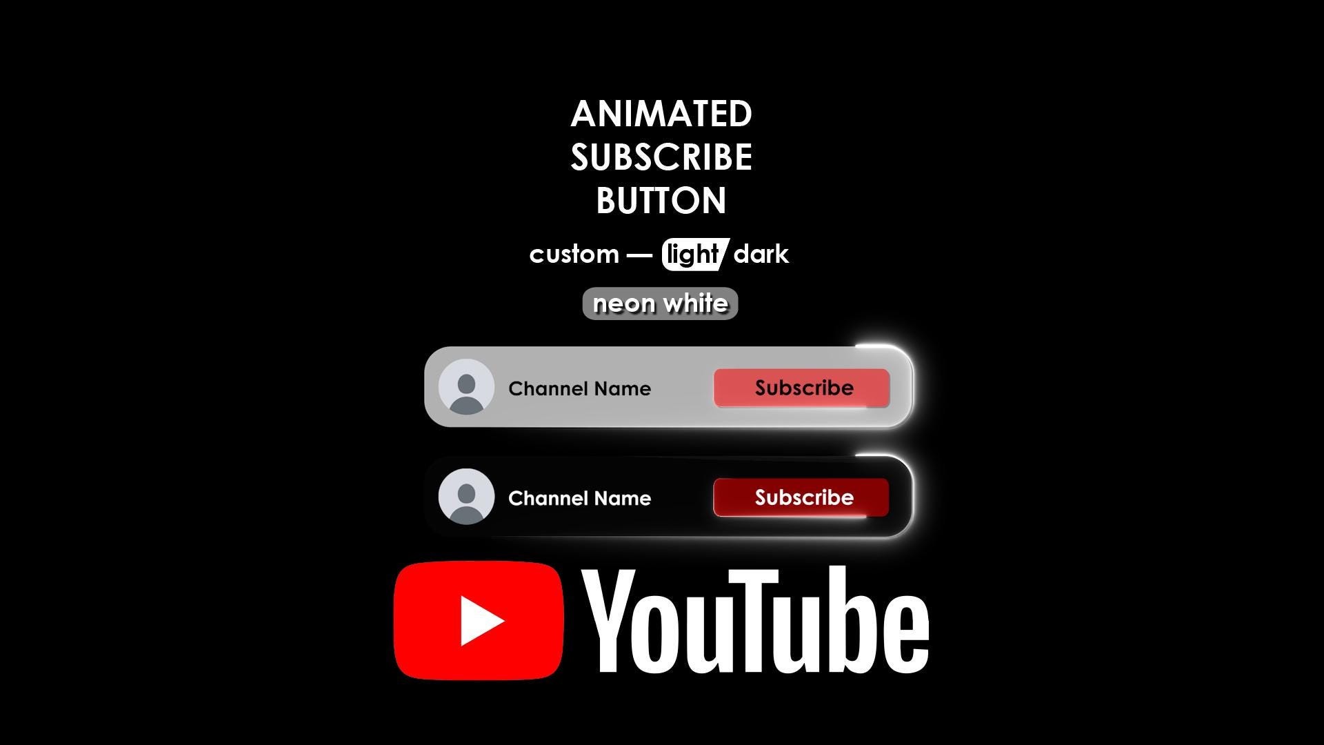 Subscribe Button Customize Personalized Youtube Subscribe Button Animation - Neon White - Black ...