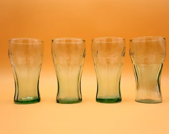 Vintage Coca-Cola Clear with Green Tint 8 Ounce Contour Style Tumbler (Set of 4)
