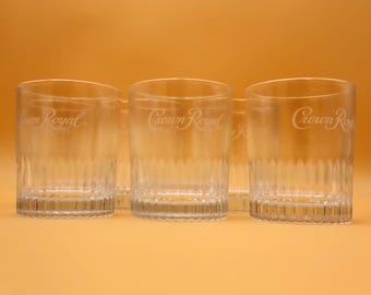 Vintage Crown Royal 10 Ounce Lowball "Rocks" Whiskey Glass (Set of 6)
