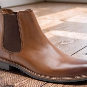 Botas Chelsea de cuero para hombre – Zapatos de trabajo elegantes, formales e informales sin cordones para hombre