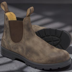 Bottines à enfiler en cuir marron rustique pour marchands chelsea – Bottes habillées faites main