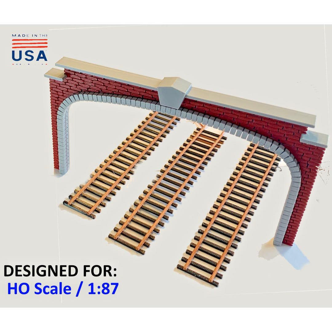 HO Scale Red Brick TRIPLE Train Tunnel Portal - H0 Model Railroad ...