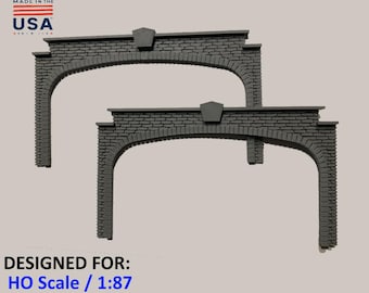 X2 HO Scale Stone Tunnel Portals For Model Railroad Scenery – 4 Inch, H0 Gauge, Gray