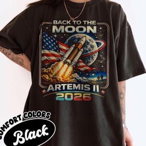 Shirt Artemis II Moon Mission 2026 Comfort Colors, T-shirt met ventilator voor NASA Space Program, T-shirt raketlancering, top voor ruimteverkenning