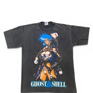 Rare Ghost In The Shell Anime T Shirt Cyberpunk Double Sided Graphic Tee
