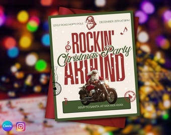 Editable Retro Christmas Party Invite | Edit using Canva | Instagram Post(4:5) and 5inx7in
