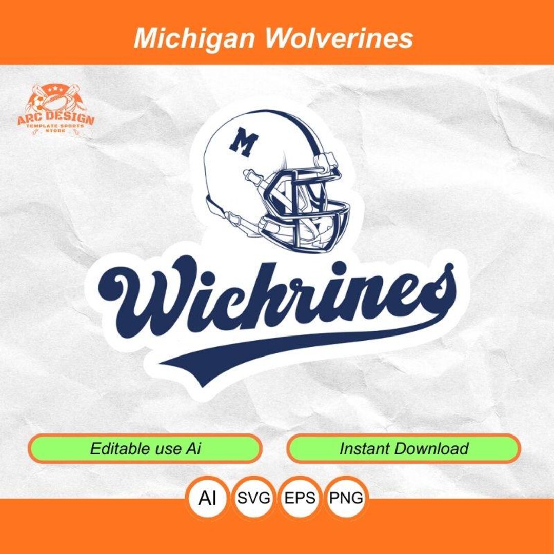 Michigan Wolverines Football Helmet Script SVG Editable Sports Digital ...