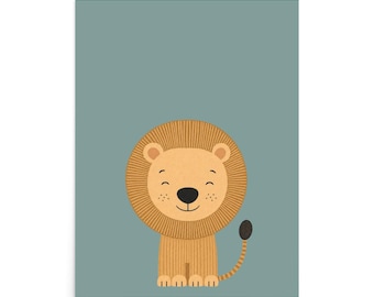 Poster Lion bleu clair