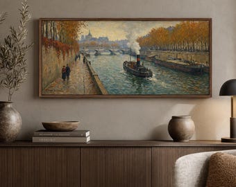 Marco de TV Samsung – Paisaje otoñal melancólico de París y el Sena, pintura con técnica de empaste (descarga digital)