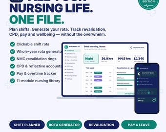 Nurse Planner HTML | Shift Rota, Revalidation, CPD Tracker (Digital Download)