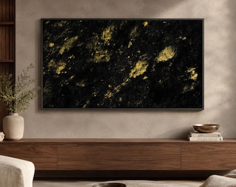 Arte para televisores Samsung Frame, pintura abstracta texturizada con técnica impasto, relieve azul cobalto (descarga digital)