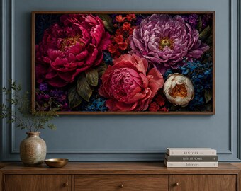 Arte para televisor Samsung Frame / Pintura digital botánica floral vintage (relación de aspecto 16:9)