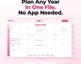 MyYear Digital Planner, Customizable, Google Calendar Links (Digital Download)