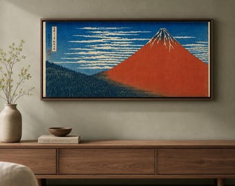 Marco de TV Samsung, Estampa Ukiyo-e del Fuji Rojo, Decoración de Paisaje Japonés