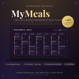 Kokbok med 1 000 recept och matplanerare | HTML-kökssystem (digital nedladdning)