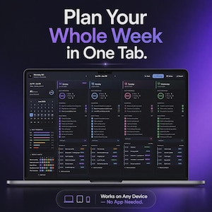 Digitale weekplanner, tijdblokkering, gewoonte-tracker (HTML-download)