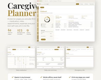 Caregiver Planner Digital | Interactive Health Organizer (HTML)
