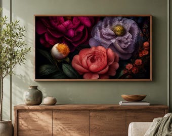 Arte para televisor Samsung Frame / Pintura digital botánica floral vintage (16:9)
