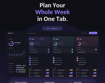 Digital Weekly Planner, Time Blocking, Habit Tracker (HTML Download)