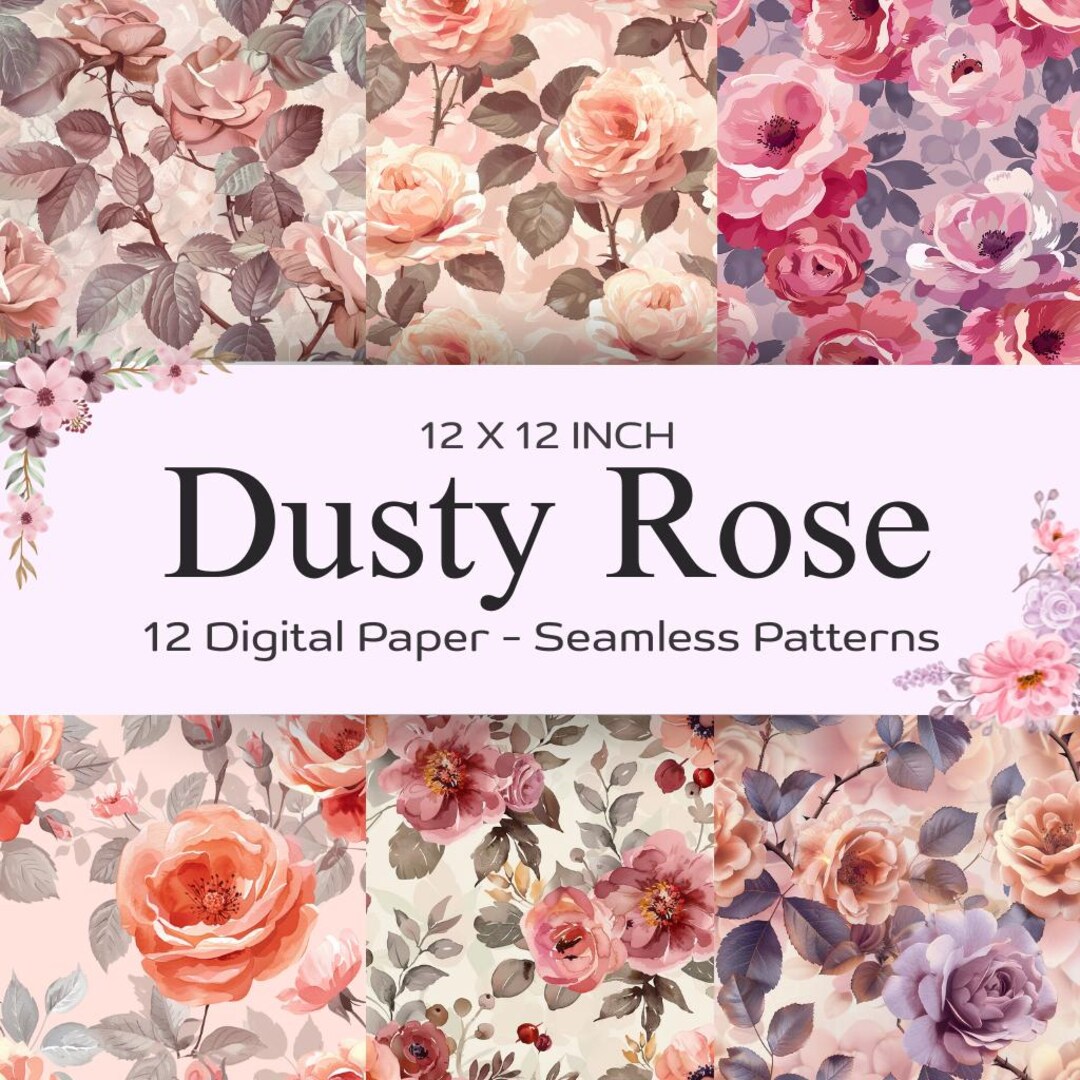 Dusty Rose Pastel Seamless Pattern | Watercolor Floral Background ...