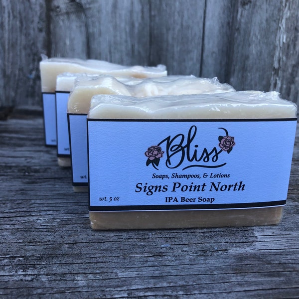 Signs Point North IPA beer soap made with Burt Lake Brewing Company Signs Point North IPA beer vegan, cold processed.