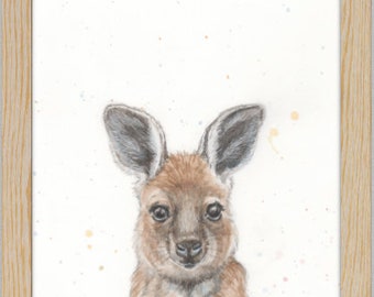Cute Kangaroo watercolor nursery print