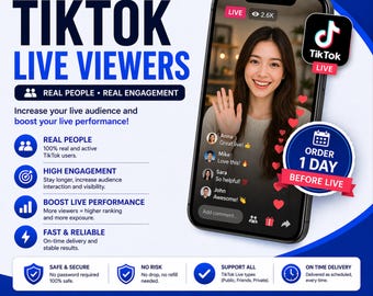 50+ TikTok Live Promotion Service, Boost Live Audience, Increase Engagement, Social Media Growth, Live Stream Marketing Support