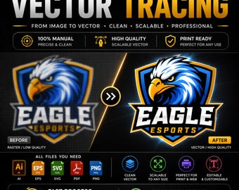 Vector Tracing Service, Convert Image to Vector, PNG to SVG, Logo Redraw, High Quality Vector Art, Print Ready File, Fast Delivery