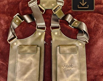 Digitaal product. Premium PDF-patroon leren holster tas (met stiknaden van 5 mm). Maat L (ongeveer 16 cm breed).