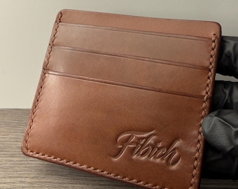 Klassischer Cardholder aus italienischem Distressed Pull-Up Veg Tan Leder – handgefertigt