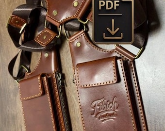Digitaal product. Premium PDF-patroon leren holster tas (met stiknaden van 5 mm). Maat S (ongeveer 11 cm breed).