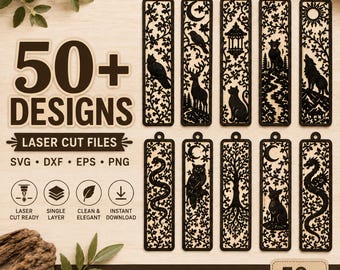 Woodland Animal Bookmark SVG Bundle | 50+ Laser Cut Bookmark Files | Forest Wildlife SVG for Glowforge, xTool, Cricut, LightBurn