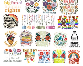 Big Fan of Human Rights PNG Bundle, Equality Social Justice Art, Activist Quote Designs, Human Rights Printable PNG bundle.