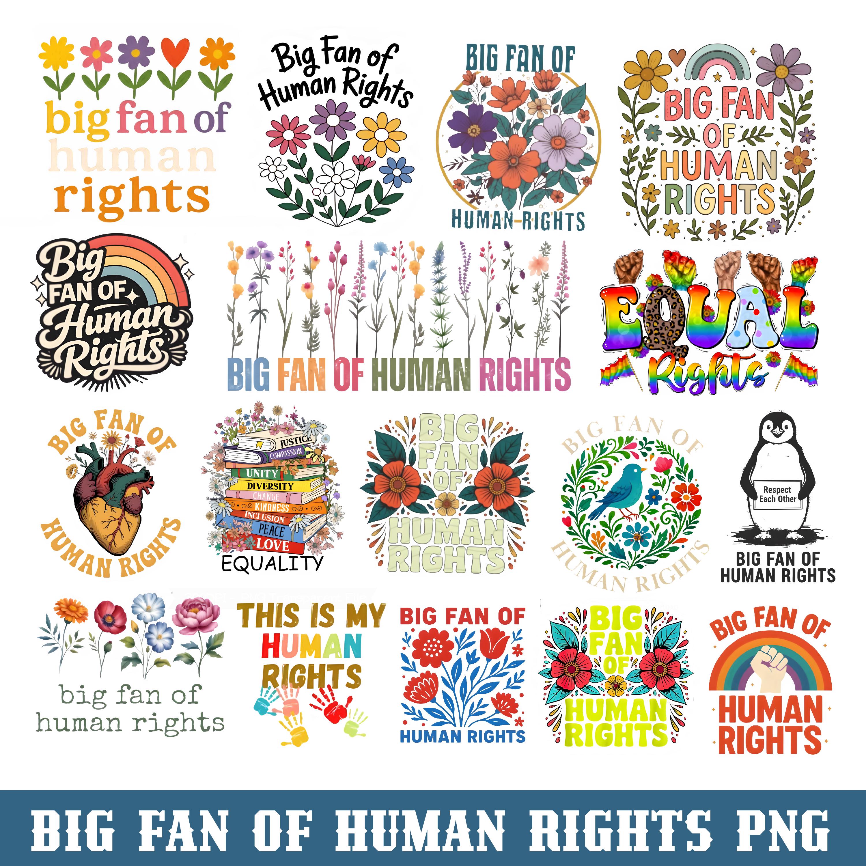 Big Fan of Human Rights PNG Bundle, Equality Social Justice Art ...