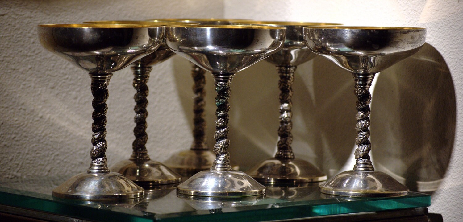 Set of 6 Silver Plated Goblets 1960s Casa Pupo Spain Etsy