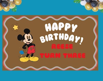 Minnie Mouse Birthday Banner Template, Editable Canva Banner (Digital Download)