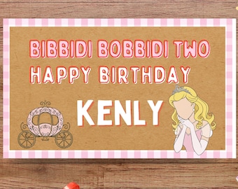 Bibbidi Bobbidi Birthday Banner Template | Editable Princess Party Decor (36x60 Digital Download)