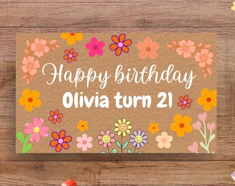 Floral Birthday Banner Template 36x60 | Editable Canva Backdrop (Digital Download)