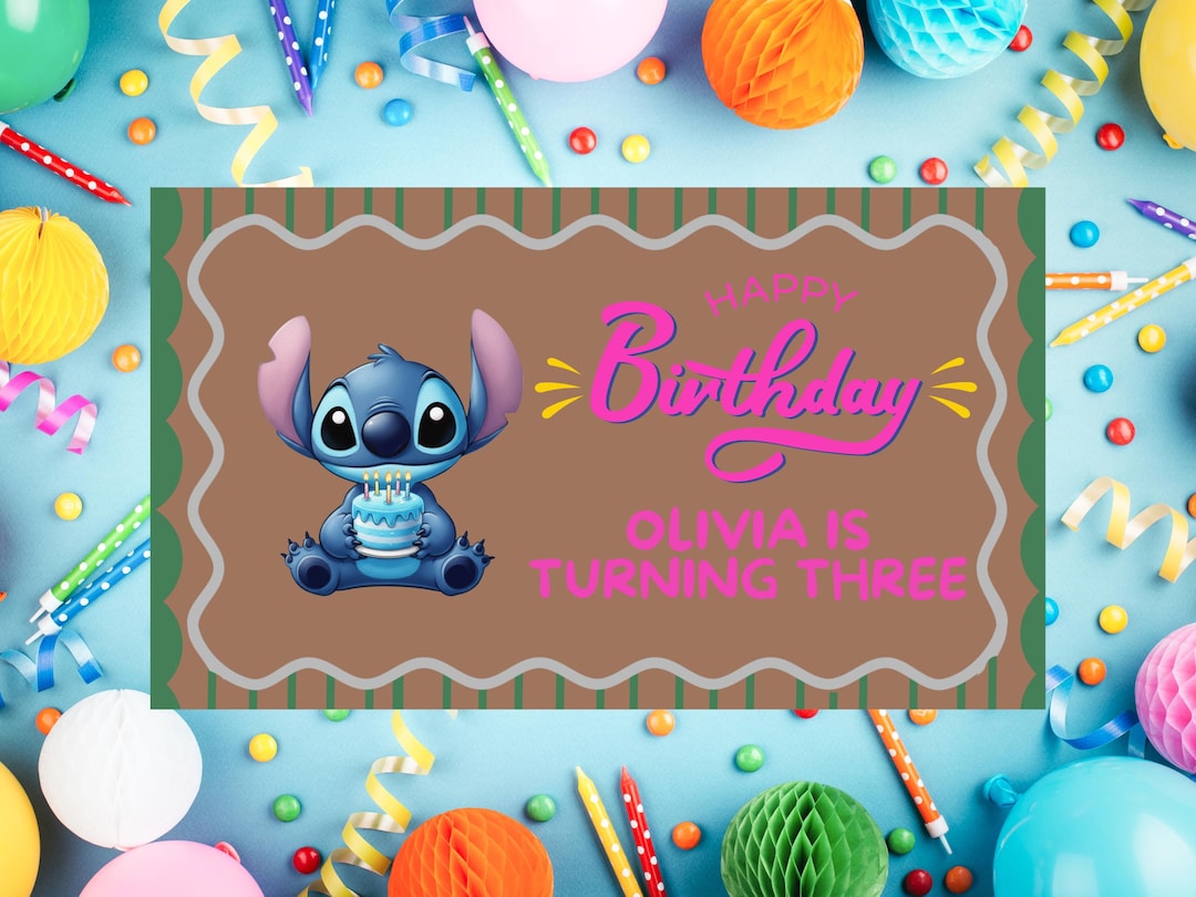 Stitch Birthday Banner, Editable Canva Template (digital Download) - Etsy